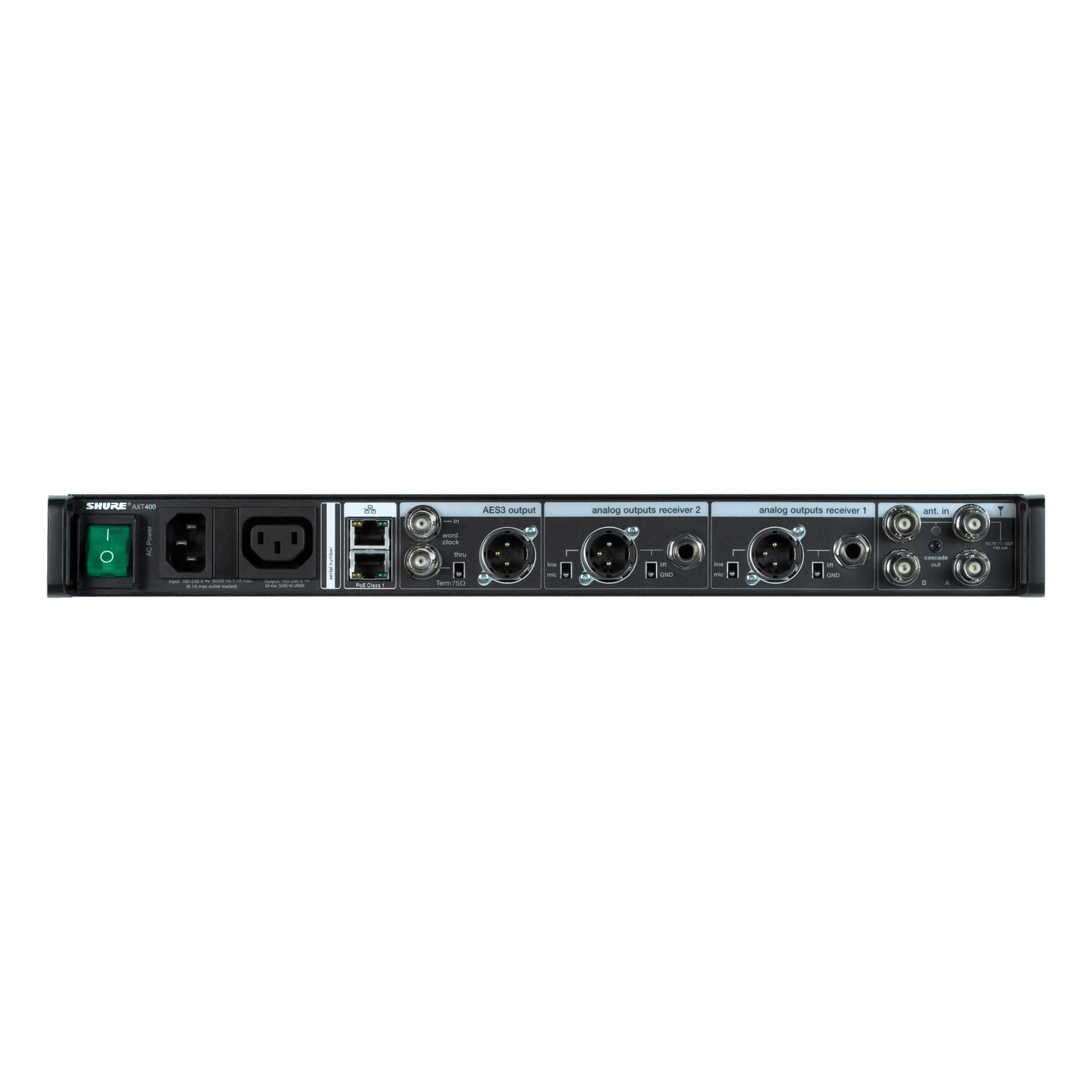 【SHURE】シュアワイヤレス受信機AXT400分配アンプAXT630セット AXT400-Axient Dual Channel Receiver - Shure USA