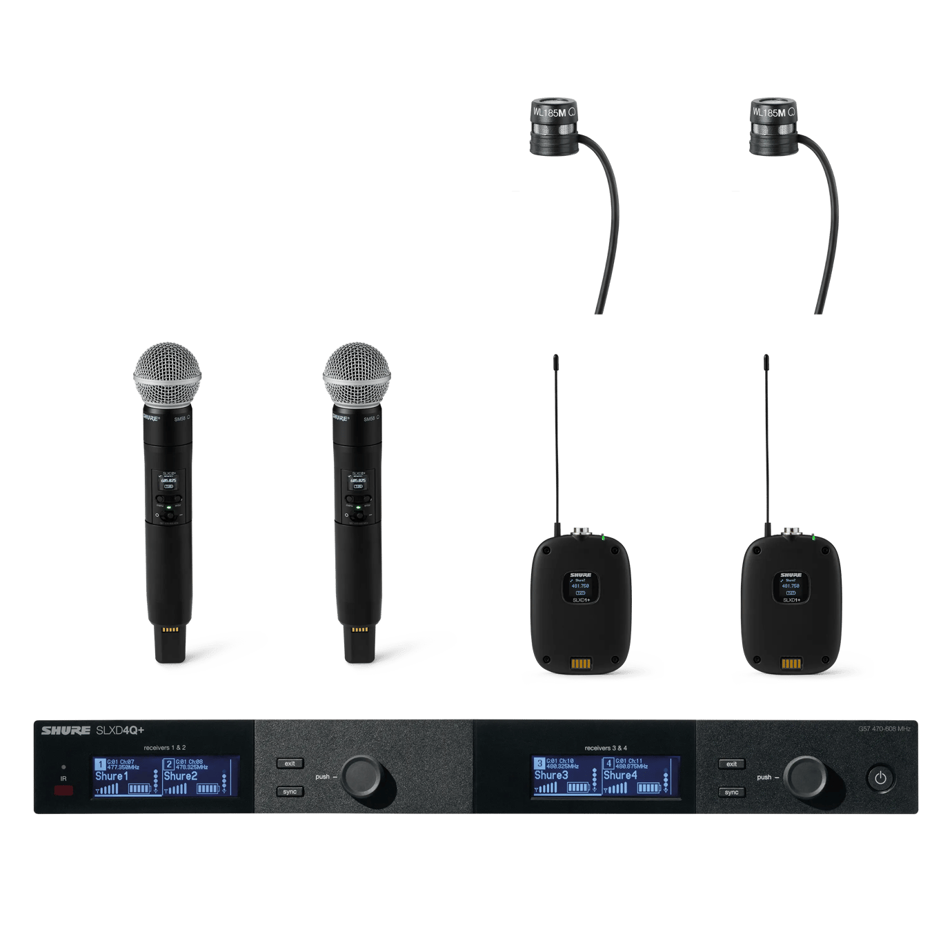 SLXD124Q+ Receiver + Bodypack + Handheld Transmitter + Lavalier