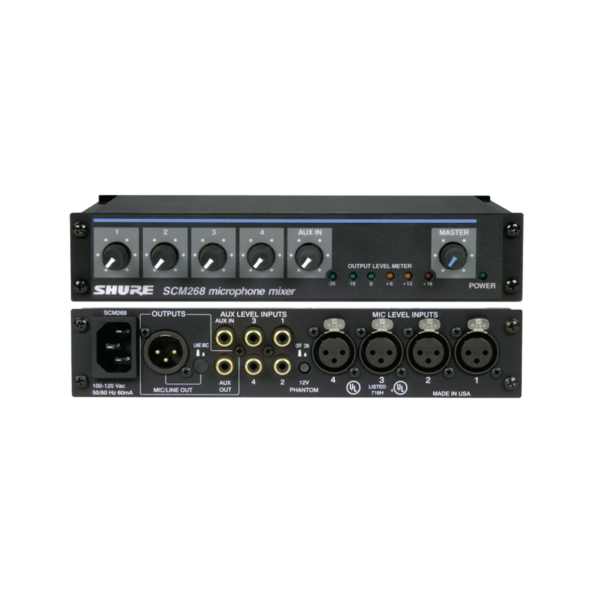 SCM268 - 4-Channel Microphone Mixer - Shure USA