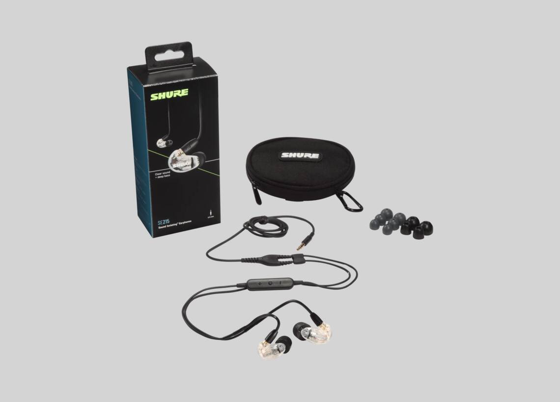  Shure SE215 PRO Wired Earbuds - Professional Sound Isolating  Earphones, Clear Sound & Deep Bass, Single Dynamic MicroDriver, Secure Fit  in Ear Monitor, Plus Carrying Case & Fit Kit - Black (