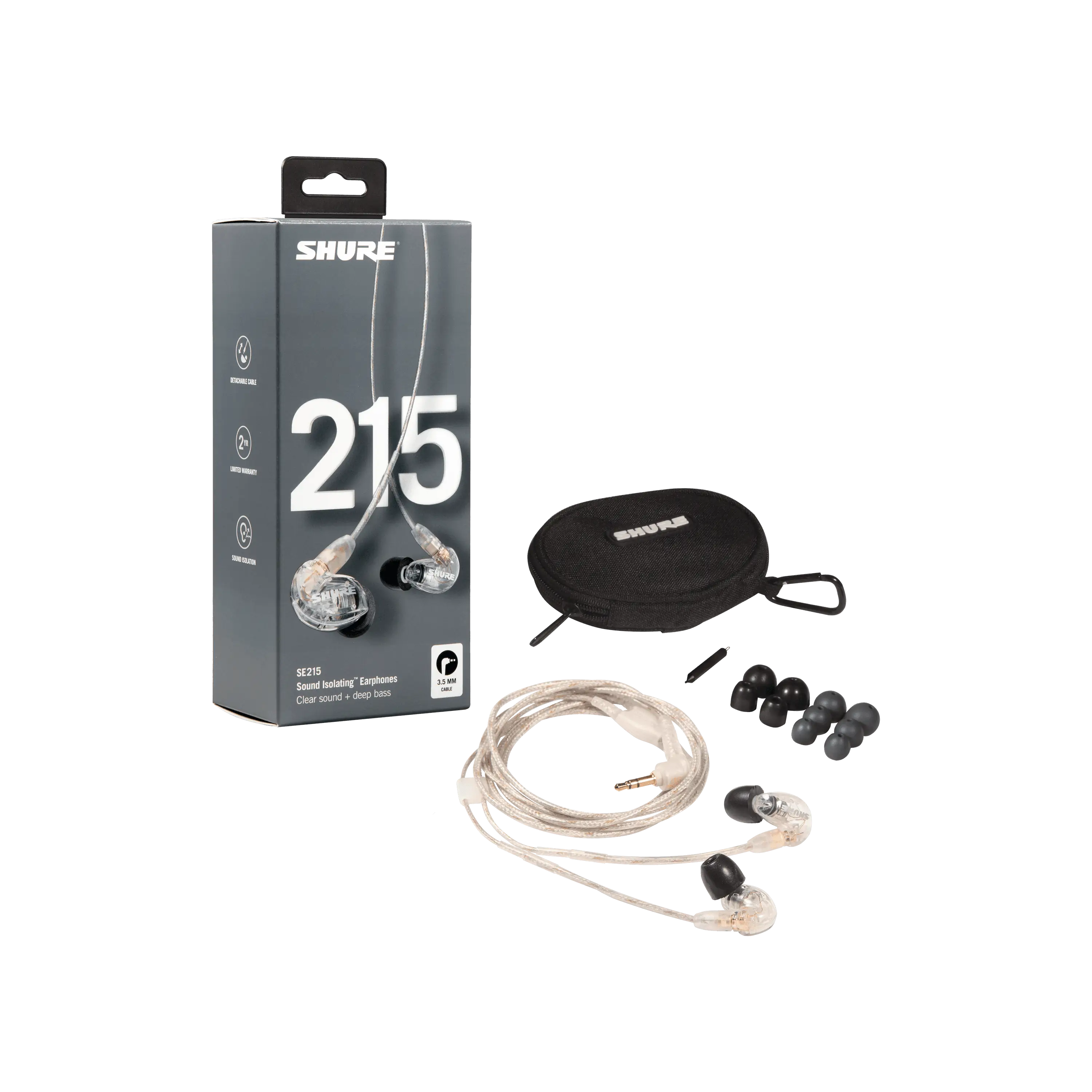 Shure SE215 PRO Wired Earbuds - Professional Sound Isolating Earphones,  Clear Sound & Deep Bass, Single Dynamic MicroDriver, Secure Fit in Ear