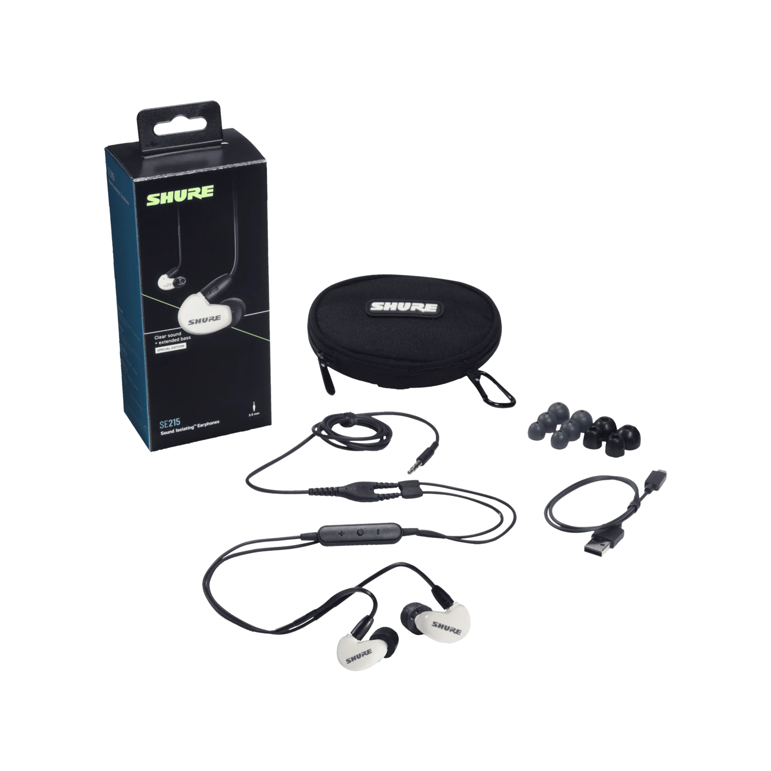 Shure SE215 Pro SE Sound-Isolating Earphones with Detachable Cable,Green  w/Black SE215SPE-GN
