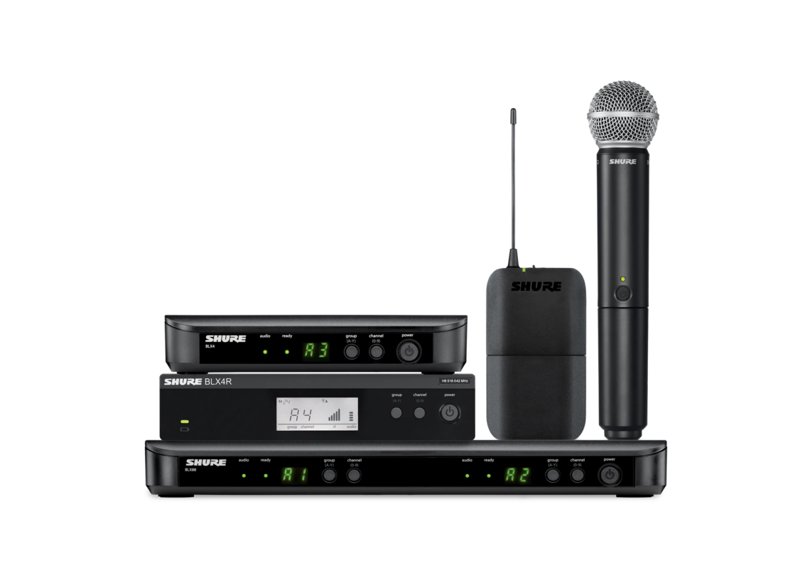 Shure GLX-D+ Sistema de micrófono inalámbrico Digital de Doble Banda Pro  para Iglesia, Karaoke, hasta 16 Canales, micrófono Vocal SM58, Rango de 300  pies, batería de 12 Horas (GLXD24+/SM58-Z3) : : Instrumentos