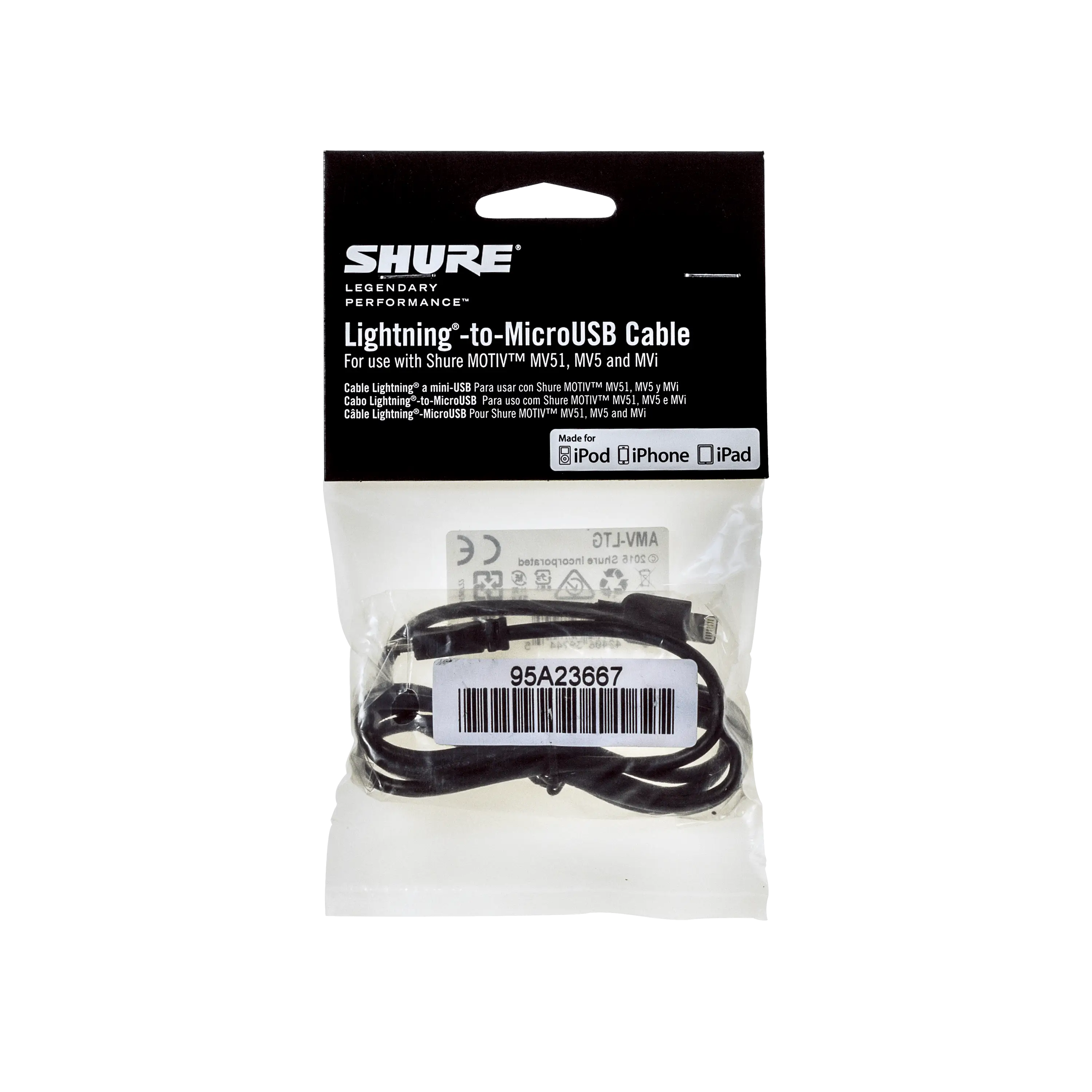 AMV-LTG - Accessory 1m Lightning-to-MicroUSB Cable - Shure United 