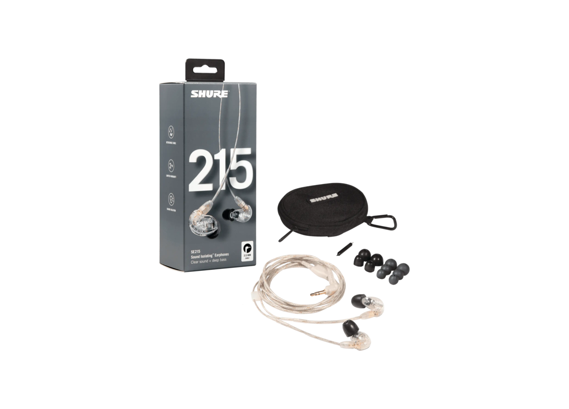 Shure SE215 Sound Isolating Earphones in Clear - Promenade Music